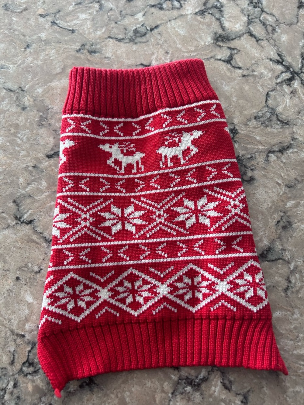 Red & White Nordic Reindeer Knit Sweater